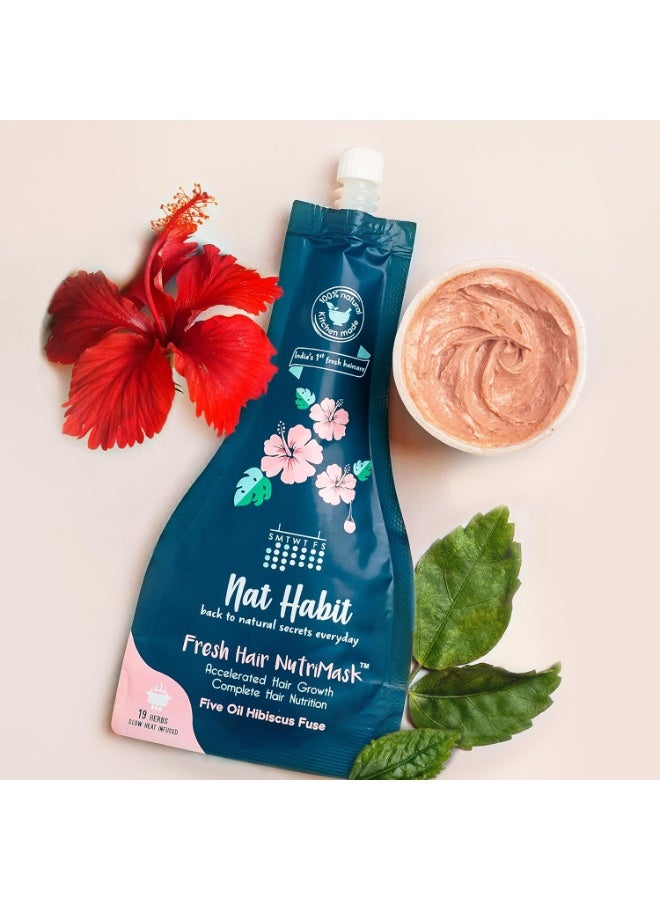Nat Habit Fresh Ready-To-Apply Henna Paste 220g*2& Five Oil Hibiscus Hair NutriMask 40g*2 - The Ideal Combo For Deep Conditioning Hair With Rich Dark Brown Color (Combo Pack of 4) - Image 3